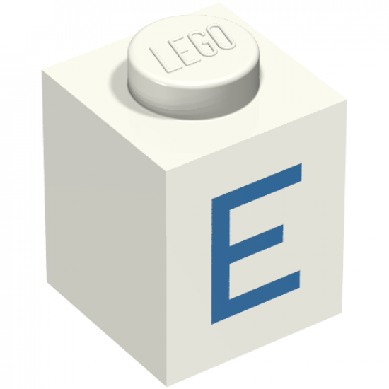 Brick 1 x 1 with Blue 'E' Pattern