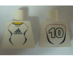 Torso Soccer Adidas Logo, White and Black No.10 Pattern (Stickers)