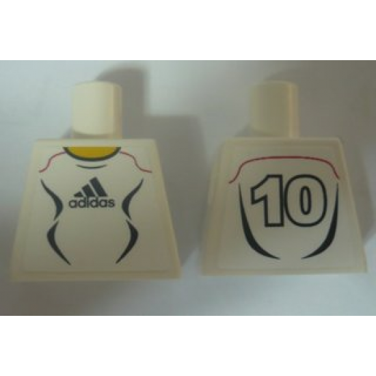Torso Soccer Adidas Logo, White and Black No.10 Pattern (Stickers)