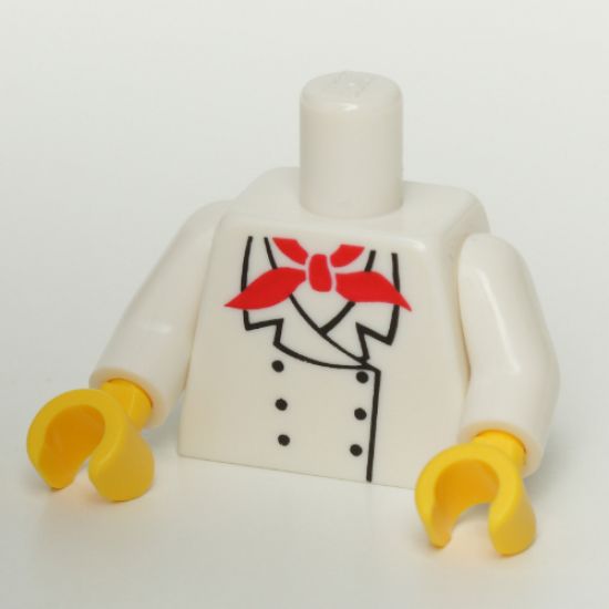 Torso Chef with 6 Buttons, Short Red Neckerchief Pattern / White Arms / Yellow Hands