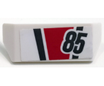 Vehicle Spoiler 2 x 4 with Bar Handle with '85' and Dark Bluish Gray and Red Stripes Pattern (Sticker) - Set 60145