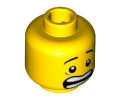 Minifigure, Head Mouth Open Scared, White Pupils and Raised Eyebrows Pattern - Hollow Stud