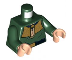 Torso Shirt with Elaborate Gold Collar and Black Belt with Gold Buckle Pattern / Dark Green Arms / Light Nougat Hands
