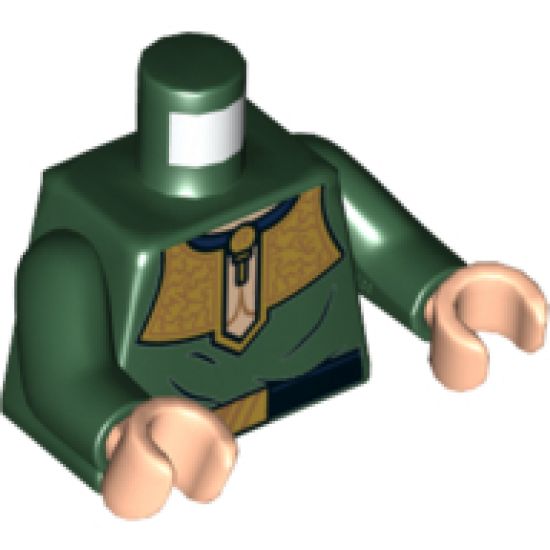Torso Shirt with Elaborate Gold Collar and Black Belt with Gold Buckle Pattern / Dark Green Arms / Light Nougat Hands