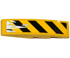 Slope, Curved 4 x 1 with Black and Yellow Danger Stripes and Silver Splatters Pattern Model Right Side (Sticker) - Set 75919