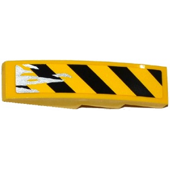 Slope, Curved 4 x 1 with Black and Yellow Danger Stripes and Silver Splatters Pattern Model Right Side (Sticker) - Set 75919