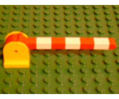Duplo, Train Crossing Gate Base with Red Duplo, Train Crossing Gate Crossbar with Small Handle with White Stripes Pattern (6405 / 6406bpb01)