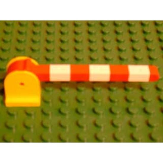 Duplo, Train Crossing Gate Base with Red Duplo, Train Crossing Gate Crossbar with Small Handle with White Stripes Pattern (6405 / 6406bpb01)
