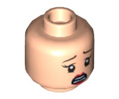 Minifigure, Head Dual Sided Female Red Lips, Determined / Scared Pattern (Rebecca Reid) - Hollow Stud