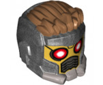 Minifigure, Headgear Helmet Space Wraparound with Medium Nougat Hair on Top, Breathing Vents and White Eye Holes Pattern (Star-Lord)