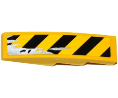 Slope, Curved 4 x 1 with Black and Yellow Danger Stripes and Silver Splatters Pattern Model Left Side (Sticker) - Set 75919