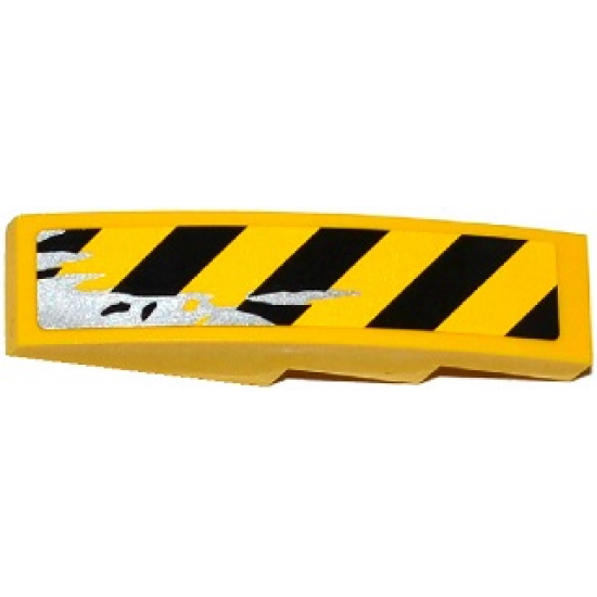 Slope, Curved 4 x 1 with Black and Yellow Danger Stripes and Silver Splatters Pattern Model Left Side (Sticker) - Set 75919