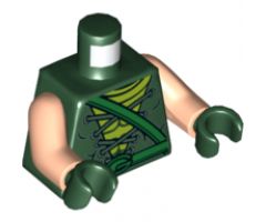 Torso Tunic with Laces over Lime Shirt, Green Belts with 'G' Buckle Pattern / Light Nougat Arms / Dark Green Hands