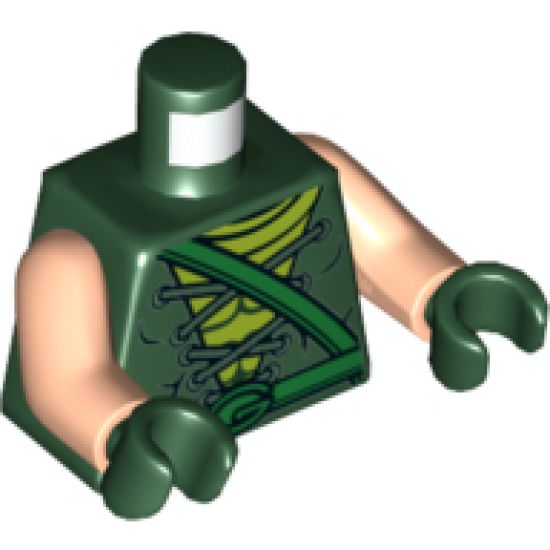Torso Tunic with Laces over Lime Shirt, Green Belts with 'G' Buckle Pattern / Light Nougat Arms / Dark Green Hands