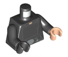 Torso SW Jedi Robe, Belt with Silver Accessories Pattern / Black Arms / Light Nougat Hand Left / Black Hand Right