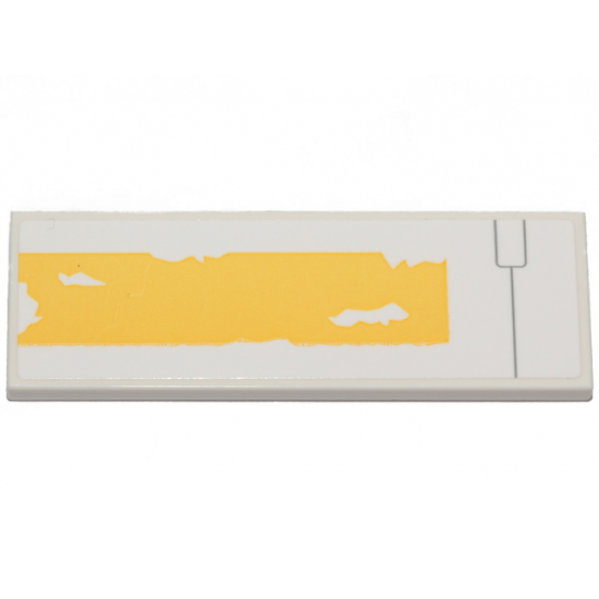 Tile 2 x 6 with Yellow Stripe and Peeling Paint Pattern (Sticker) - Set 75301