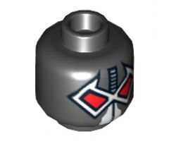Minifigure, Head Alien with Wrestler Mask with Large Red Eyes, Lime Hose on Back Pattern (Bane) - Hollow Stud