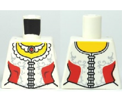 Torso Castle Kingdoms Female Corset with Red Side Panels and Lace Trim, Ruby Necklace Pattern