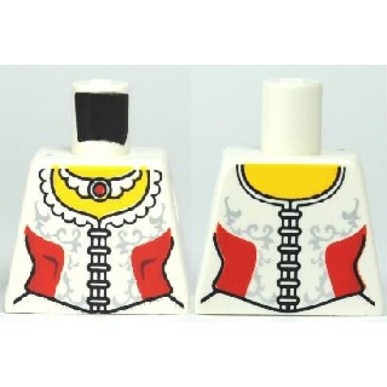 Torso Castle Kingdoms Female Corset with Red Side Panels and Lace Trim, Ruby Necklace Pattern