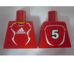 Torso Soccer Adidas Logo, Red and White No.5 Pattern (Stickers)
