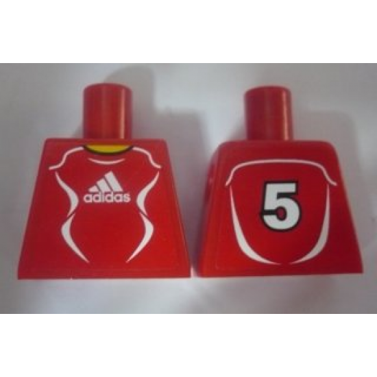 Torso Soccer Adidas Logo, Red and White No.5 Pattern (Stickers)