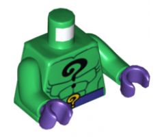 Torso Batman Black Question Mark on Chest and Yellow Question Mark on Dark Purple Belt Pattern / Green Arms / Dark Purple Hands