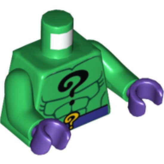 Torso Batman Black Question Mark on Chest and Yellow Question Mark on Dark Purple Belt Pattern / Green Arms / Dark Purple Hands