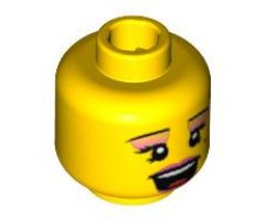 Minifigure, Head Female with Pink Lips and Eye Shadow, Open Mouth and Beauty Mark Pattern - Blocked Open Stud