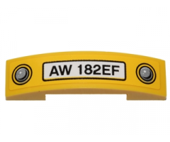 Slope, Curved 4 x 1 Double with 'AW 182EF' License Plate and Headlights Pattern (Sticker) - Set 40196