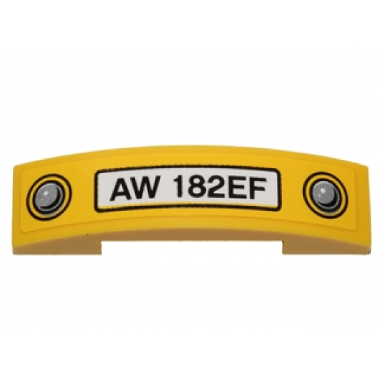 Slope, Curved 4 x 1 Double with 'AW 182EF' License Plate and Headlights Pattern (Sticker) - Set 40196