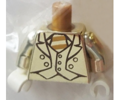 Torso Suit Jacket with Vest and Tie with Stripes Pattern (Mr. Gold) / Chrome Gold Arms / White Hands