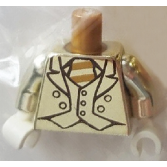 Torso Suit Jacket with Vest and Tie with Stripes Pattern (Mr. Gold) / Chrome Gold Arms / White Hands