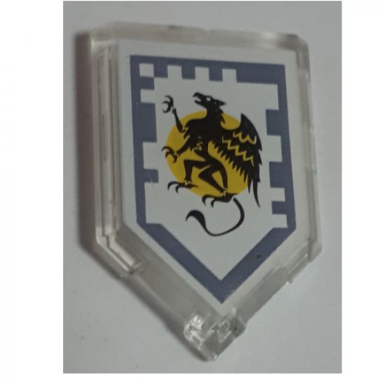 Tile, Modified 2 x 3 Pentagonal with Nexo Power Shield Pattern - Griffon of Graciousness