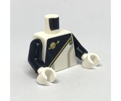 Torso Space Futuron Black Pattern, Gold Zipper and Classic Logo, 'POLICE' on Back / Black Arms / White Hands