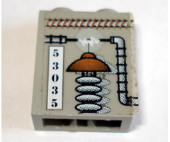 Brick 1 x 2 x 2 with Inside Axle Holder with Lab Equipment and Number 53035 Pattern (Sticker) - Set 1382