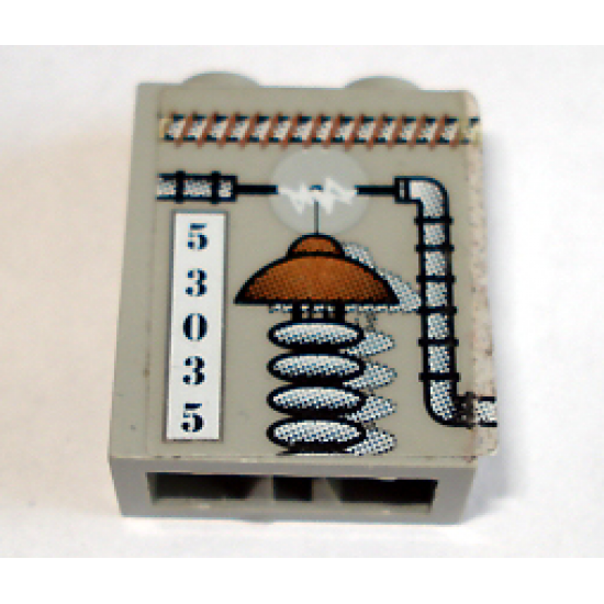 Brick 1 x 2 x 2 with Inside Axle Holder with Lab Equipment and Number 53035 Pattern (Sticker) - Set 1382
