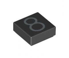 Tile 1 x 1 with Silver Number 8 Pattern
