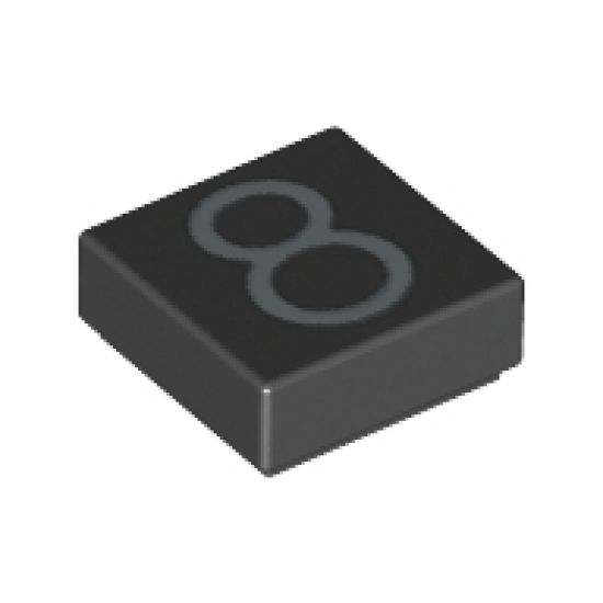 Tile 1 x 1 with Silver Number 8 Pattern
