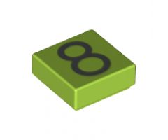 Tile 1 x 1 with Silver Number 8 Pattern