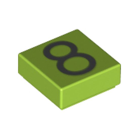 Tile 1 x 1 with Silver Number 8 Pattern