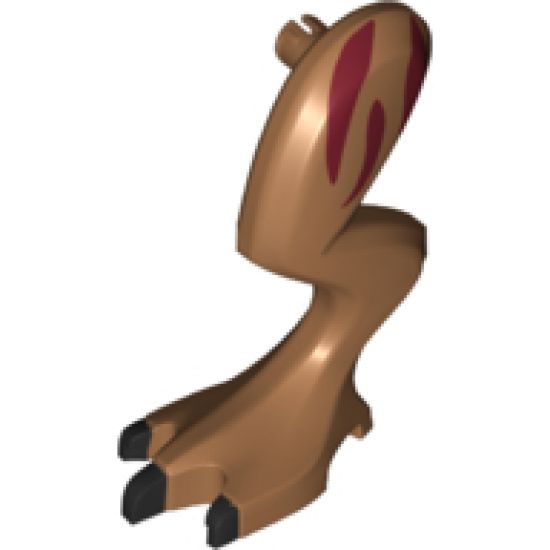 Animal, Body Part Dinosaur Leg Large (Rear) Gallimimus Left with Pin, Black Claws and Dark Brown Stripes Pattern