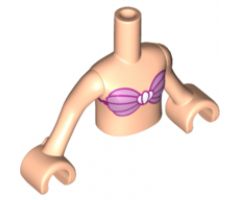 Mini Doll, Torso Friends Girl Metallic Pink Bikini Shell Bra Top Pattern, Light Nougat Arms with Hands (Disney Princess Ariel)