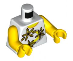 Torso Shirt 3 Flowers over Yellow and Silver Stripe Front, 2012 The LEGO Store Nashville, TN Back Pattern / Yellow Arms / Yellow Hands