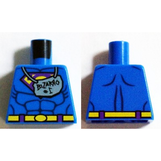 Torso Muscles Outline with Bizarro Symbol and 'Bizarro #1' Sign Hanging from Neck Pattern