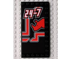 Tile, Modified 6 x 12 with Studs on Edges with White '24-7' and Red Rhino Head Pattern Model Left (Sticker) - Set 8285
