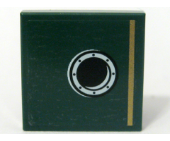 Tile 2 x 2 with Gold Stripe and Porthole Pattern Model Left Side, Right Panel (Sticker) - Set 10194
