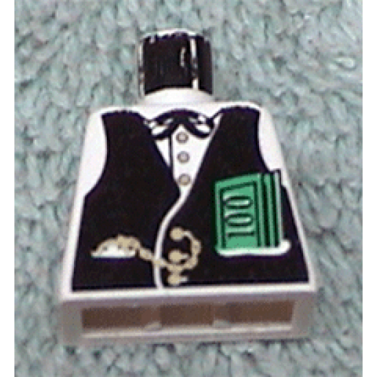 Torso Western Black Vest, Gold Fob and $100 Bills Pattern (Banker)