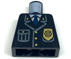 Torso Police Jacket with Pocket, Gold Badge and Blue Tie Pattern