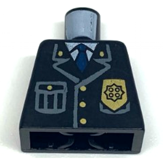 Torso Police Jacket with Pocket, Gold Badge and Blue Tie Pattern