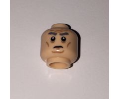 Minifigure, Head Dark Gray Eyebrows Bushy, Sunken Eyes, Cheek Lines, Chin Dimple and Forehead Wrinkles Pattern (SW First Order General) - Hollow Stud